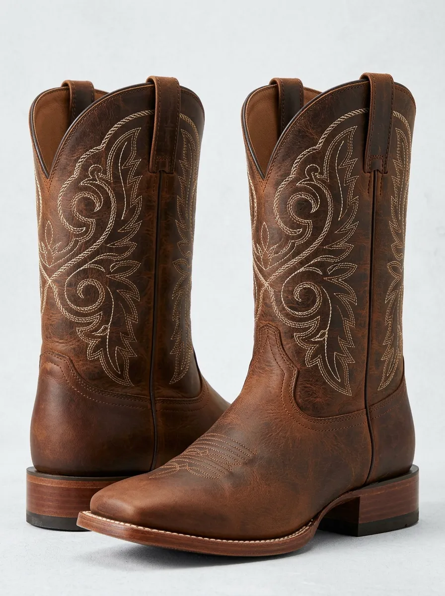 Heritage Stitched Embroidered Finish Unisex Western Cowboy Boots