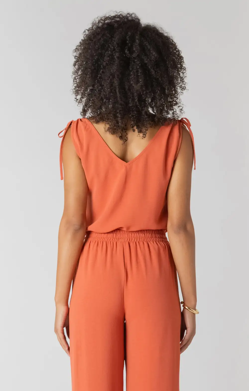 V Neck Tie Shoulder Top