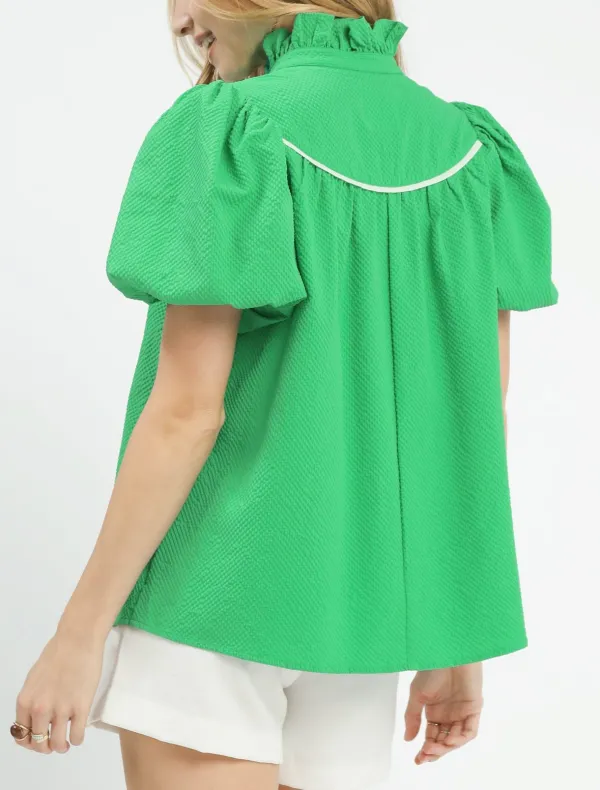 Textured Puff Sleeve Blouse