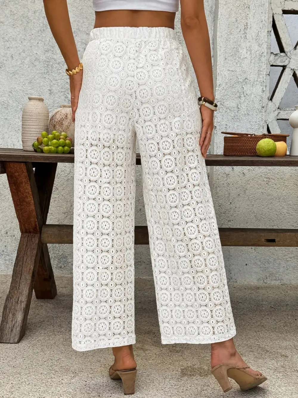 Relaxed Lace Wide Leg Pants