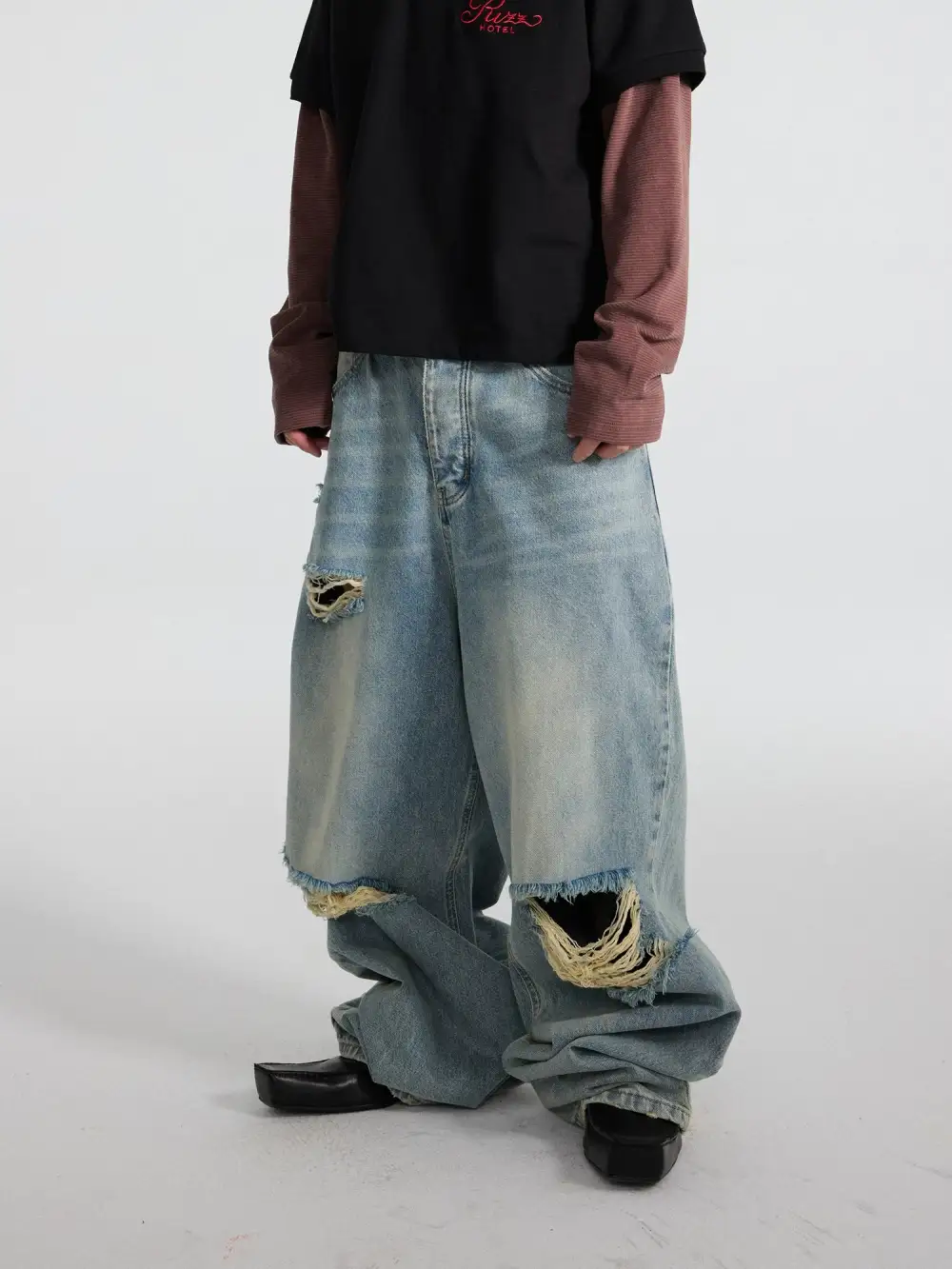 Balloon Light-Wash Whisker-Fade Jeans
