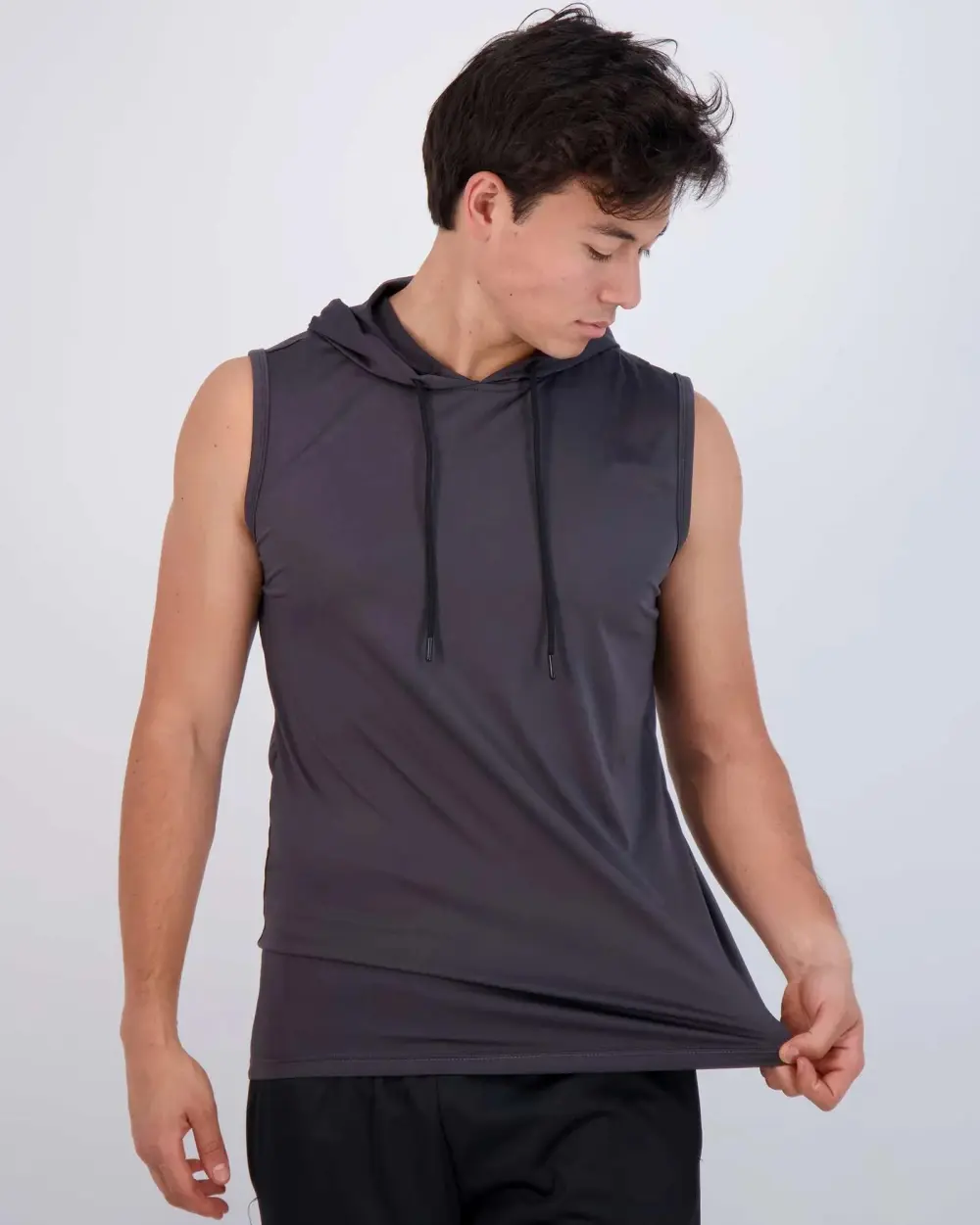 Men's Dry-Fit Active Hooded Tank Top Workout Drawstring Top (Available in Big & Tall)