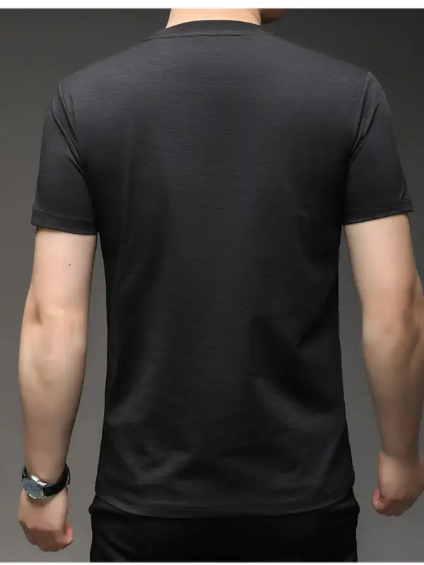 Polyester-Blend Round-Neck Short-Sleeve T-Shirt