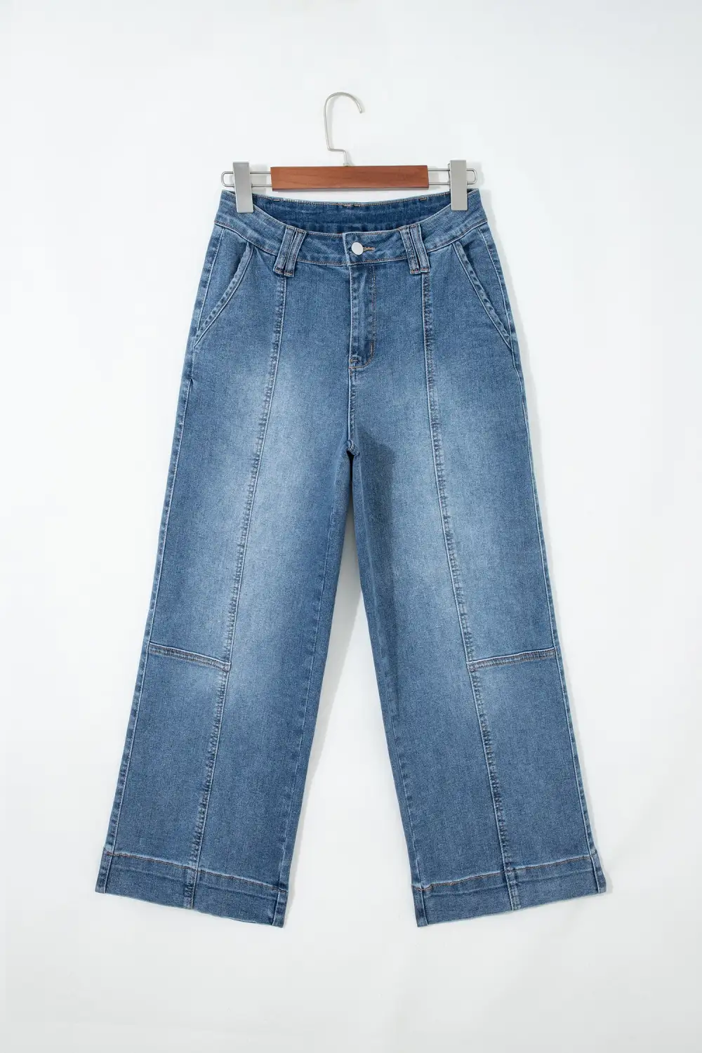 Women's Exposed Stitching Straight Jeans