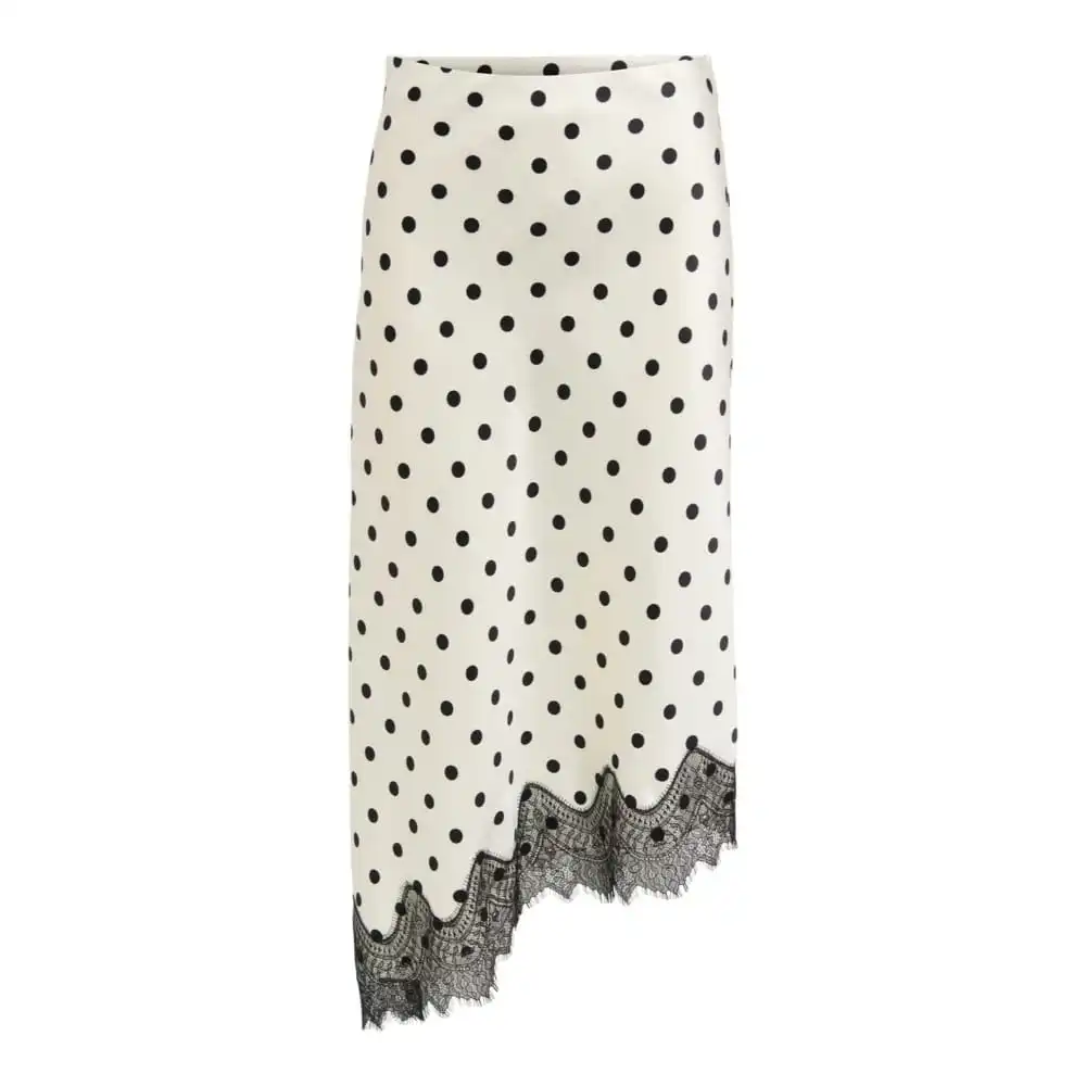 Slanted Satin Lace Skirt