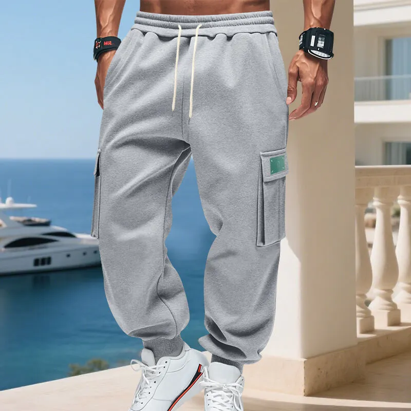 Men's Cargo Jogging Pants Pockets Waistband Cargo Pants
