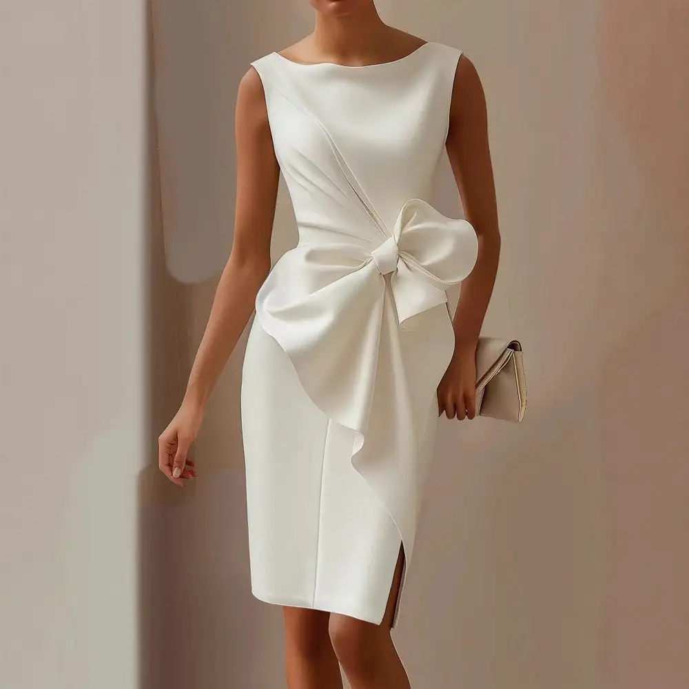  Cocktail Midi Dress Side Bow