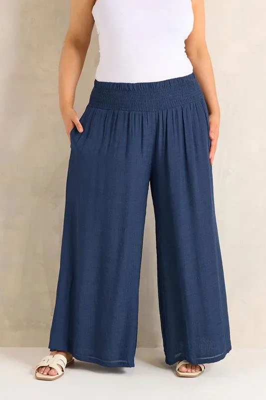 Navy Blue Wide Leg Trouser
