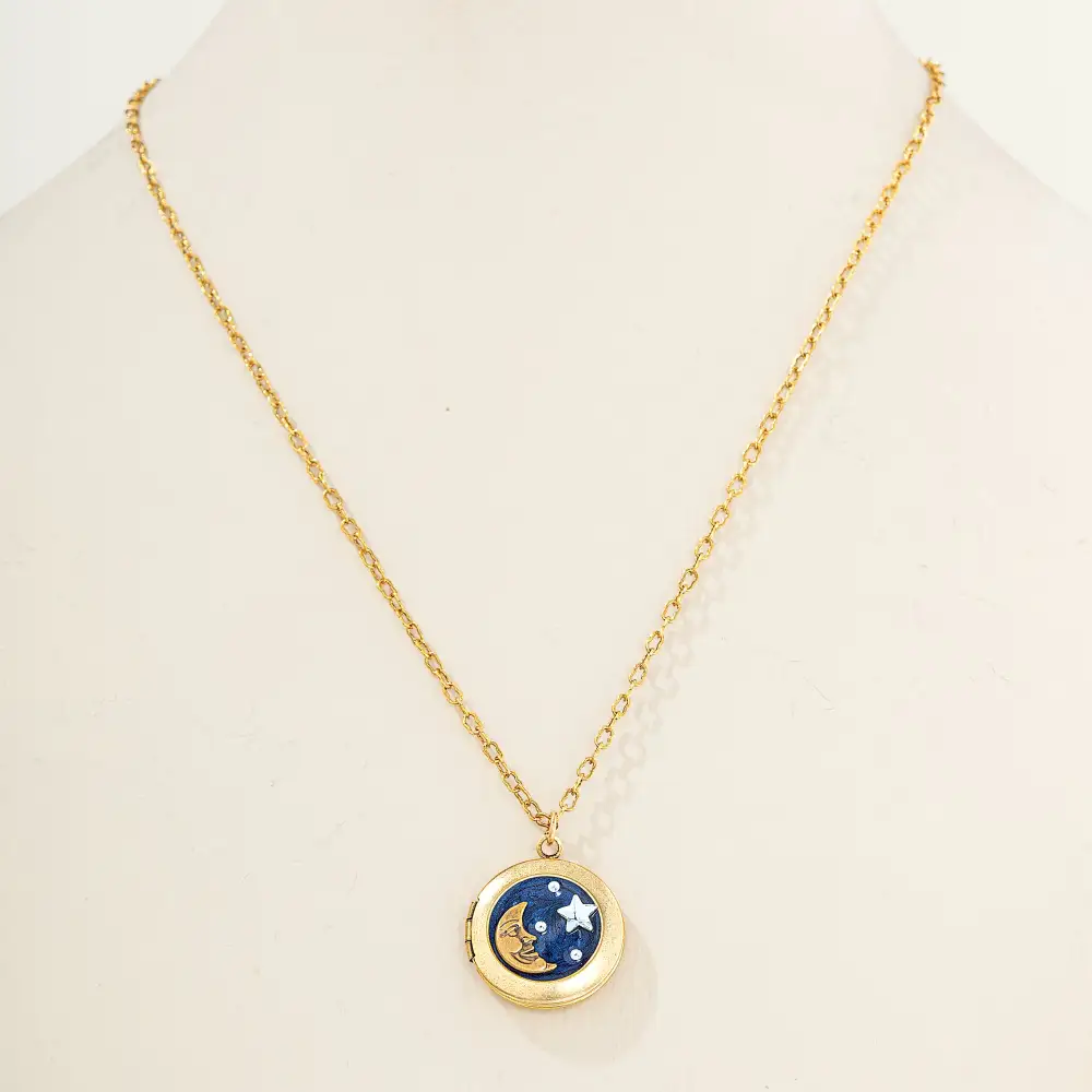 Crystal Heart Locket Pendant Necklace