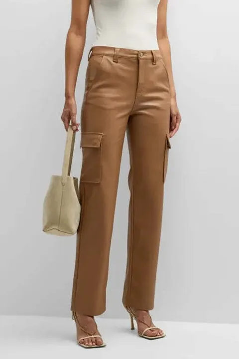 Brown High-Rise Utility Straight Pants