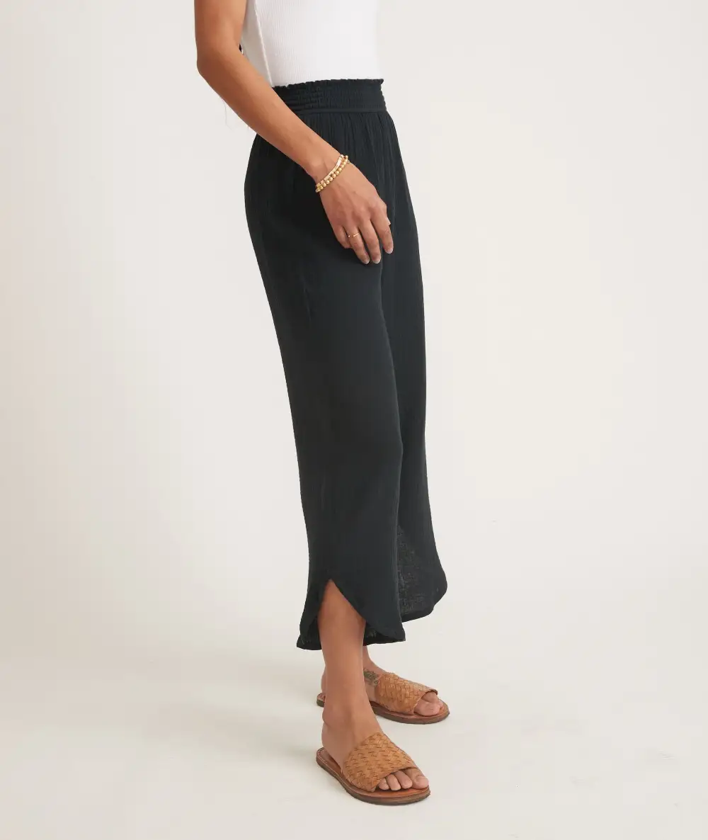 Black Elastic-Waist Trousers