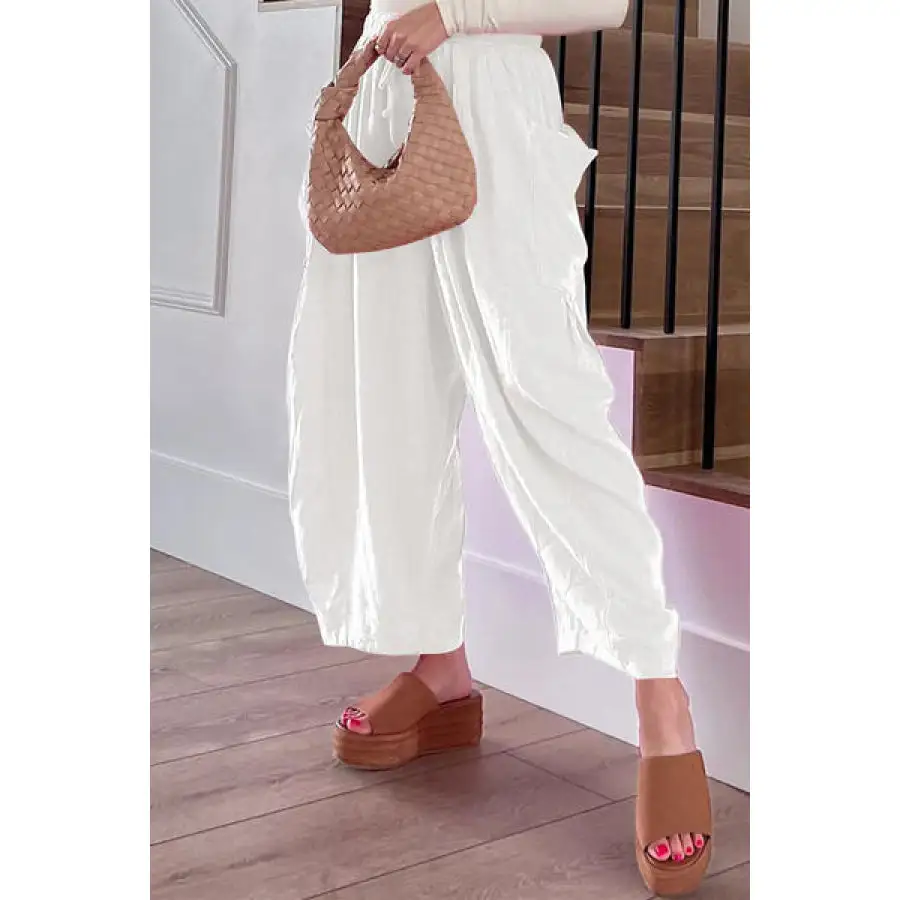 Full Size Pocketed Drawstring Wide Leg Pants