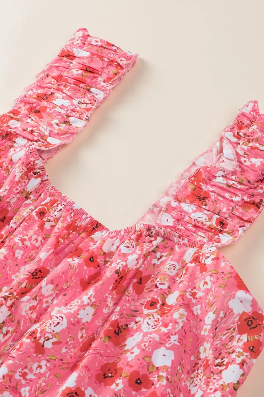 Comfort Fit Floral Printed Ruffle Mini Dress