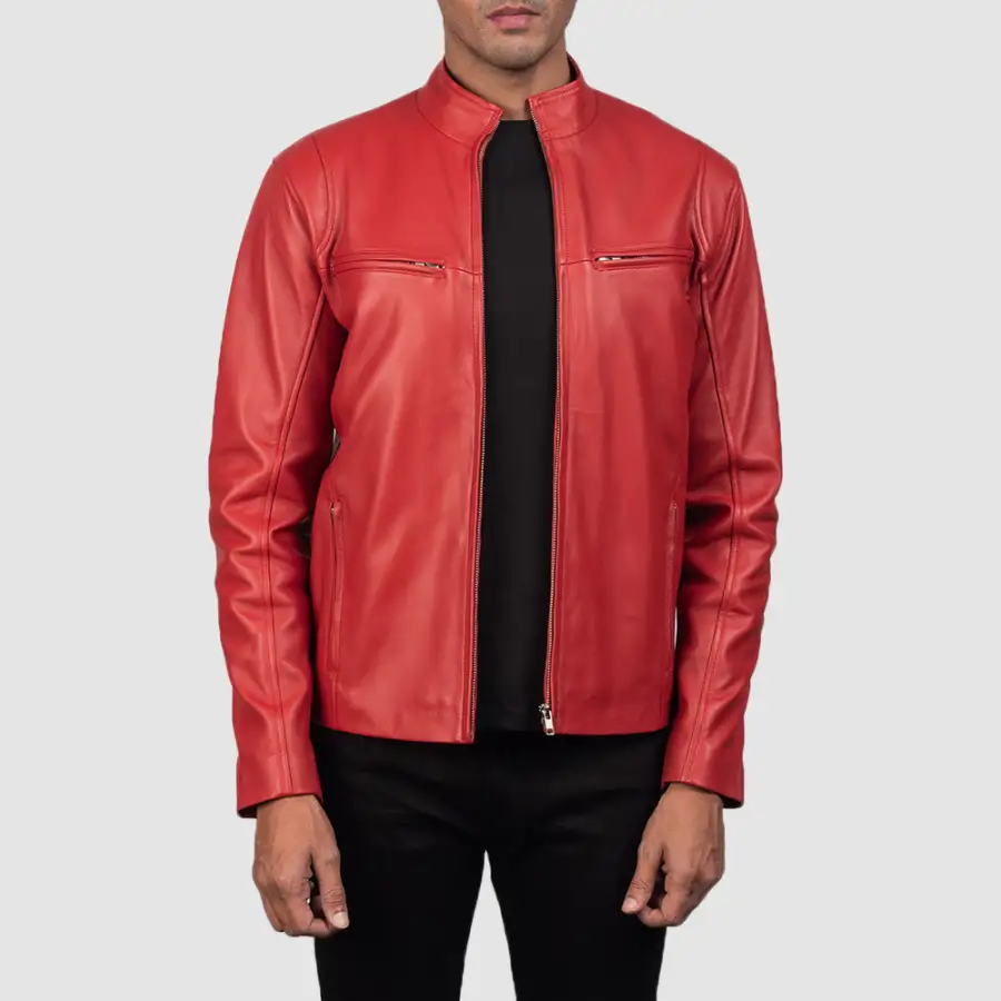 Men's Classic Structured Biker Leather Jacket