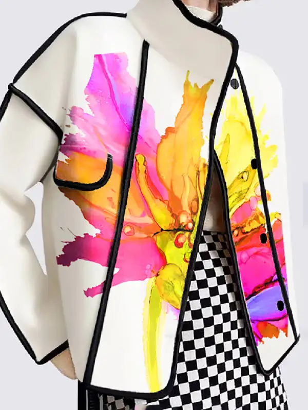 Printed Button Front Jacket