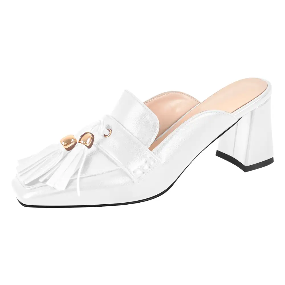 Square Toe Chunky Heel Heeled Mules