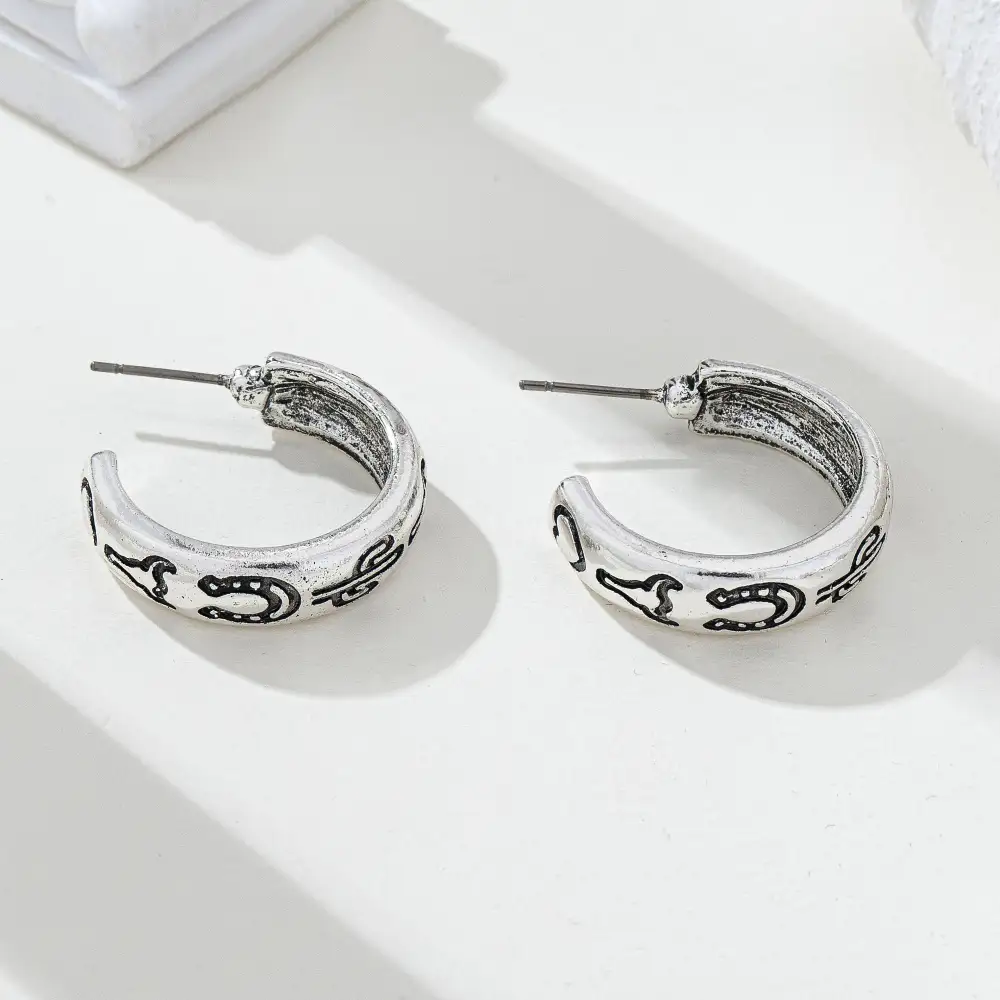 Cowgirl ngraved Hoop arrings