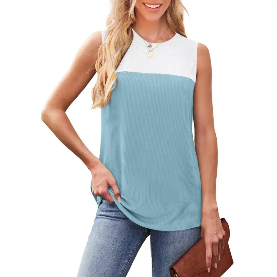 Color Block Round Neck Tank