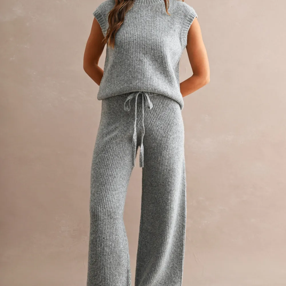 Ribbed Knit Top & Pants Set