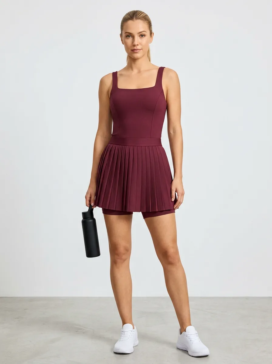 Women's Sleeveless Performance Pleated Athletic Dress