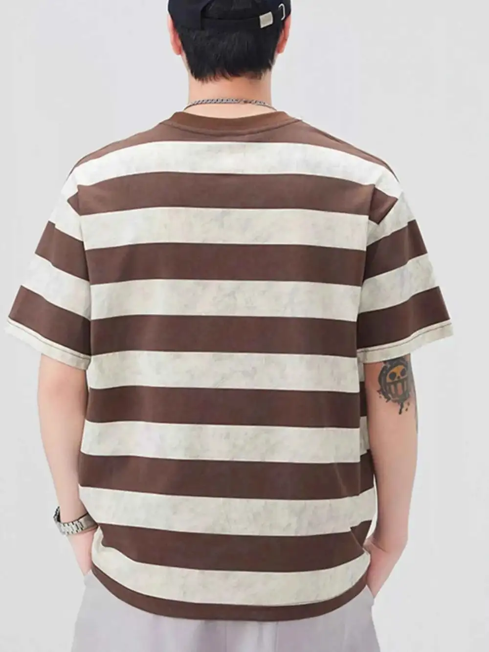 Striped Round Neck Short Sleeve T-Shirt