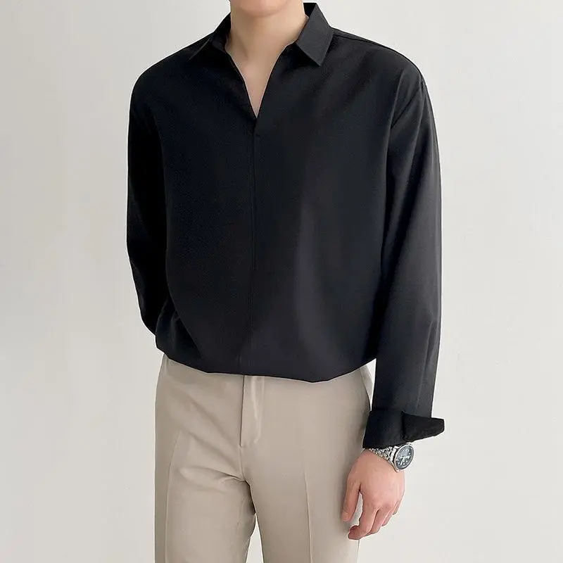 Open V-Neck Collared Shirt
