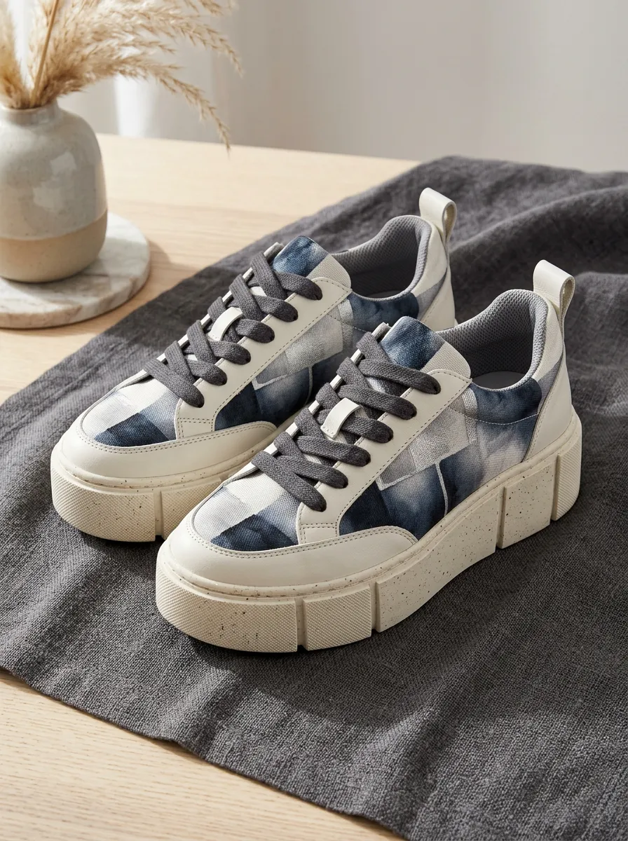 Women's Casual Tie-Dye Geometric Pattern Printed Platform Shoes