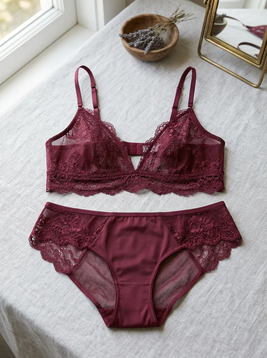 Women's Floral Lace And Lace Adjustable Strap Lingerie Set