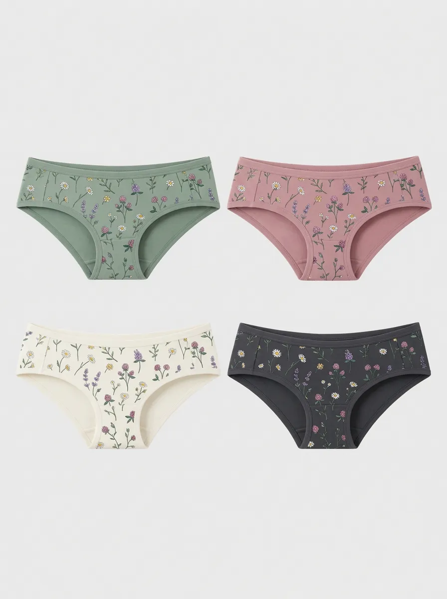 Women's Floral Botanical Wildflower Printed Multi-Pack Panties