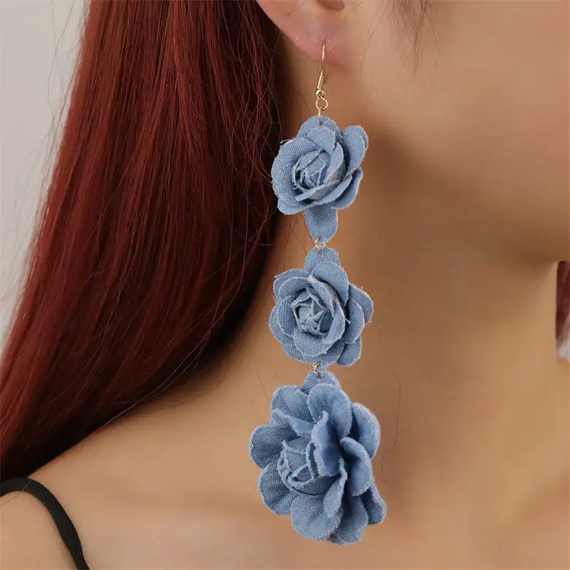 Tassel Denim Drop Earrings