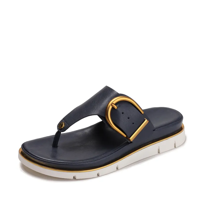  Cushioned Buckle Thong Sandals Apparel