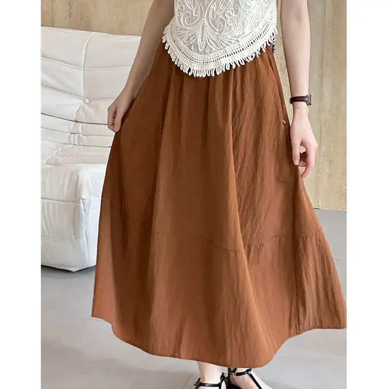 High Waist A-Line Pocket Midi Skirt