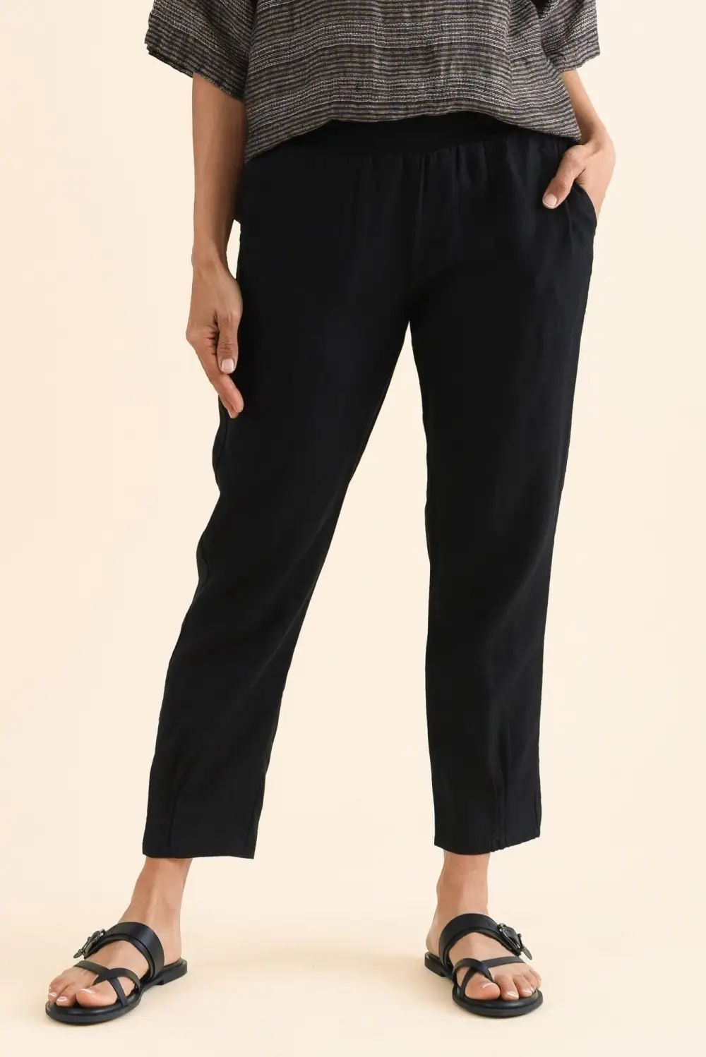 Slim Pants With Mid Rise And Elastic Waist