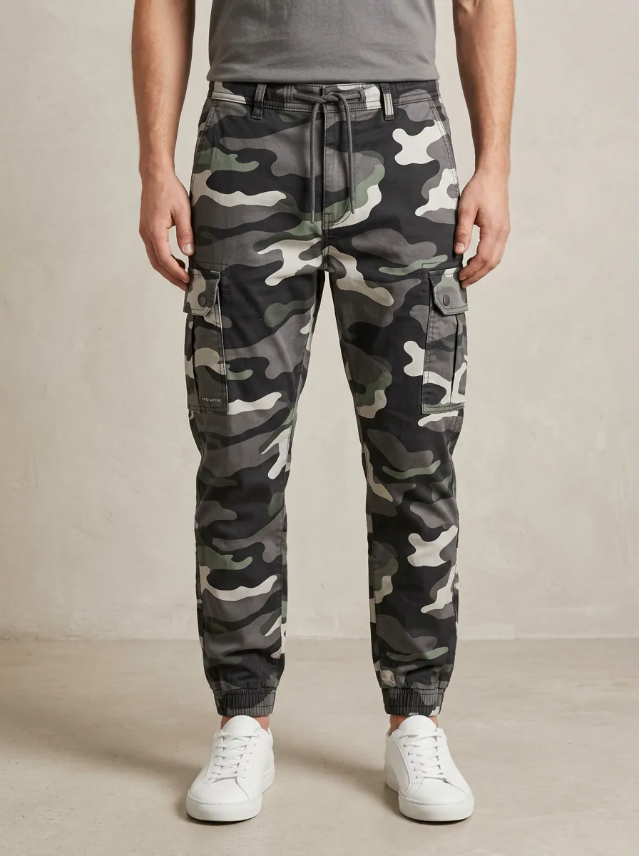 Men's Camouflage Drawstring Cargo Joggers