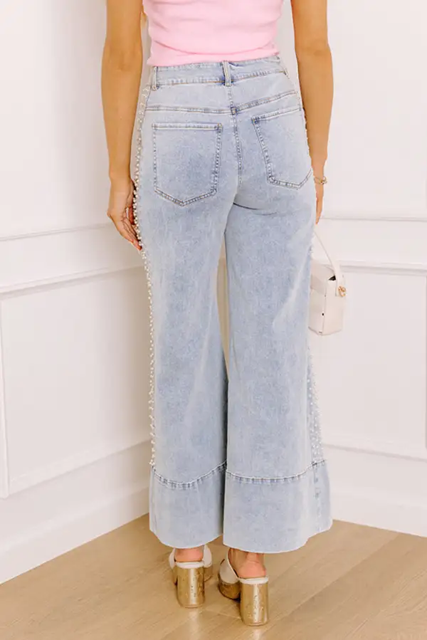 Cuffed Hem Comfy Denim Jeans