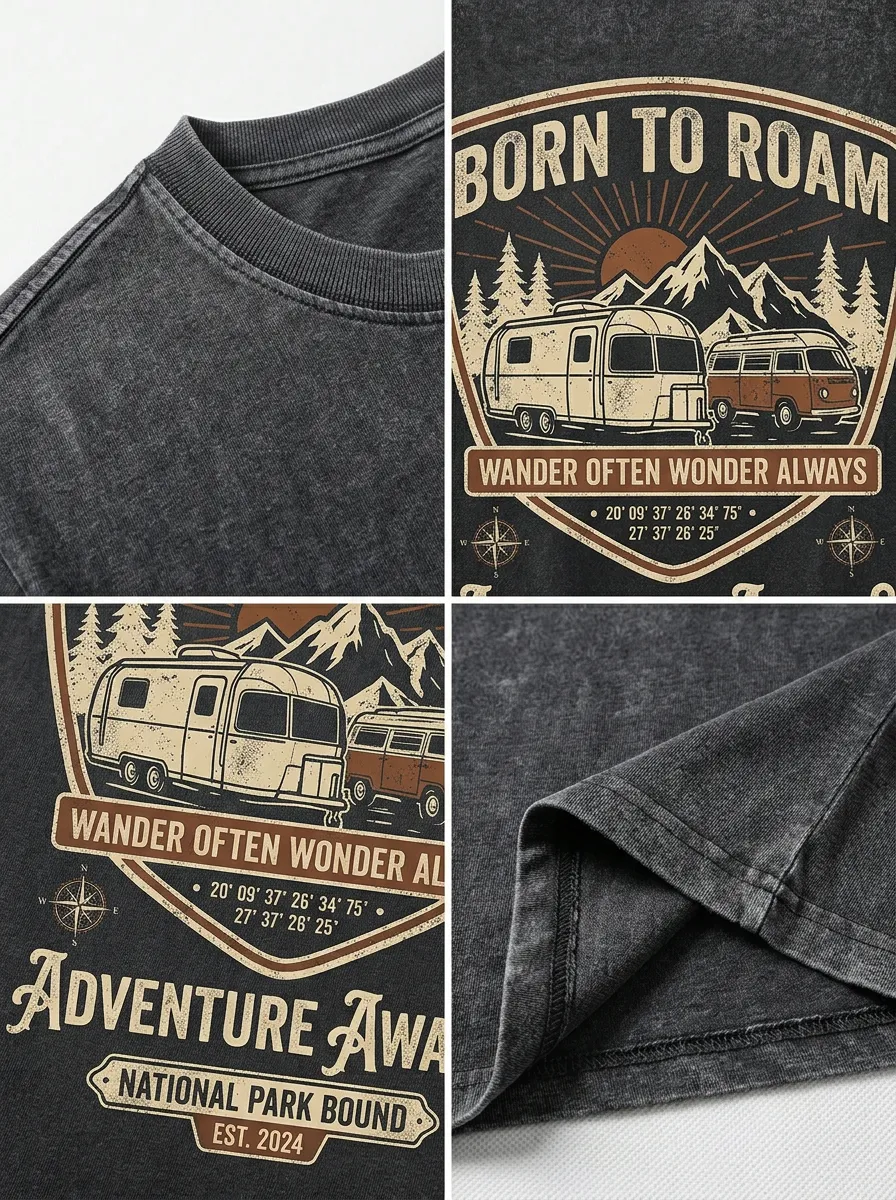 Unisex Camping Lover Mountain Van Printed T-shirt