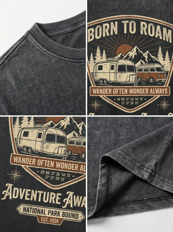 Unisex Camping Lover Mountain Van Printed T-shirt