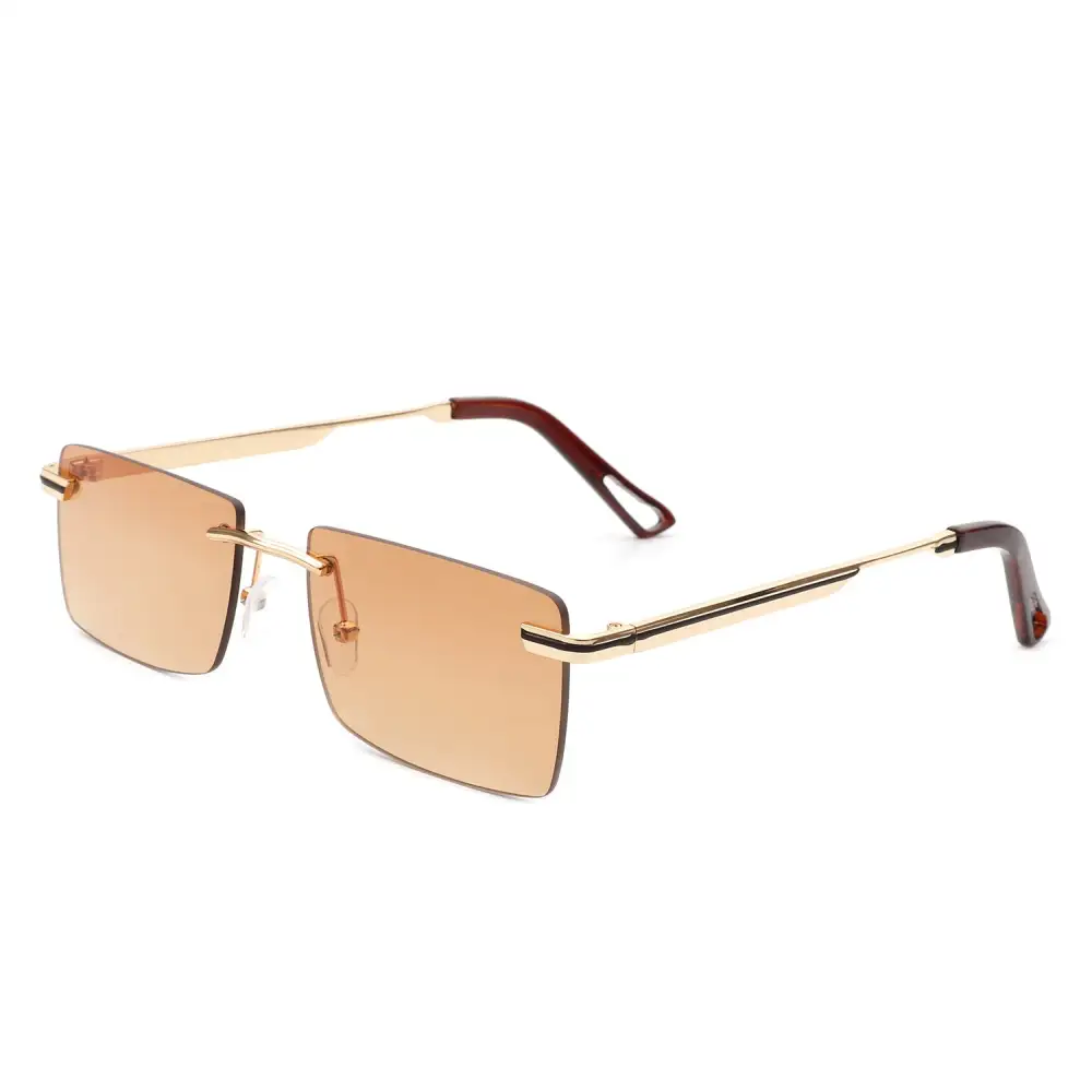 Smooth Rectangle Rimless Frame Sunglasses