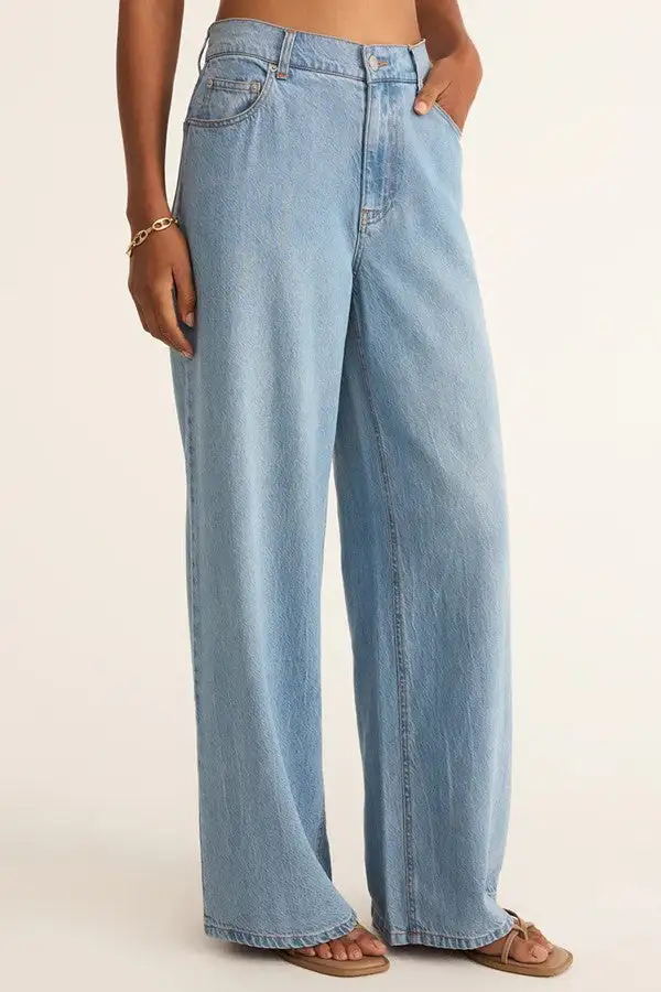 Light Wash Soft Wide Leg Denim Pants