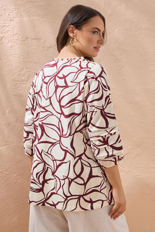 Natural Brown Abstract Floral Cotton Top detail 3