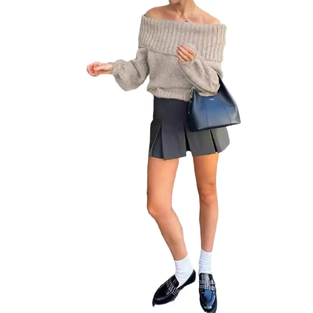 Women's Knit Lantern-Sleeve Slim-Fit Sweater