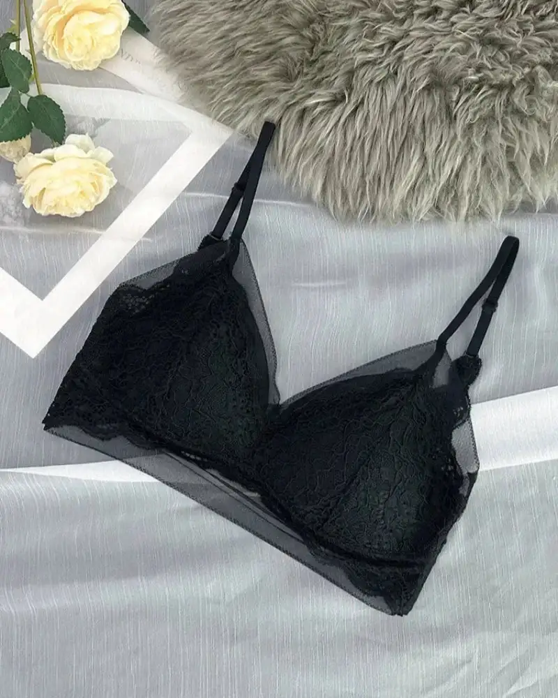 Lace Mesh Bralette with Adjustable Straps
