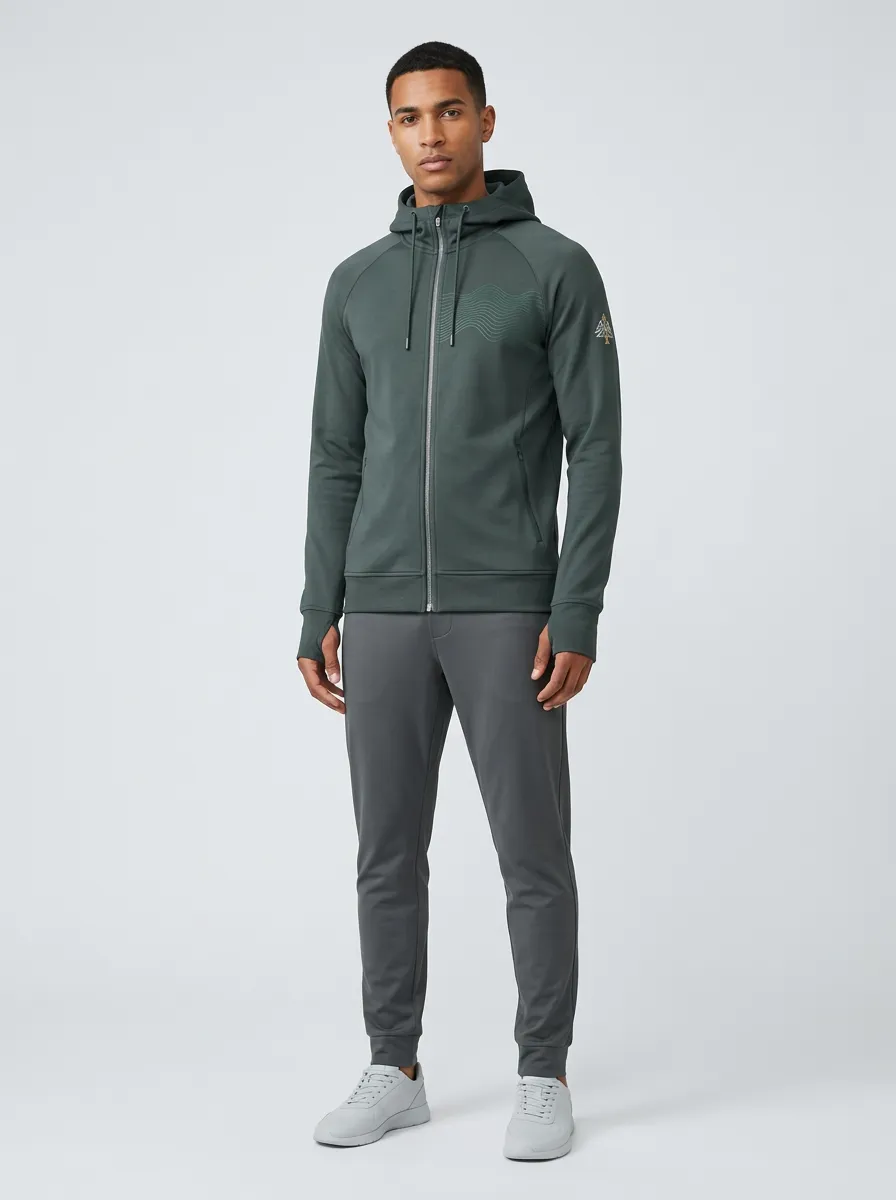 Men's Wave Tree Graphic Raglan Full-Zip Hoodie