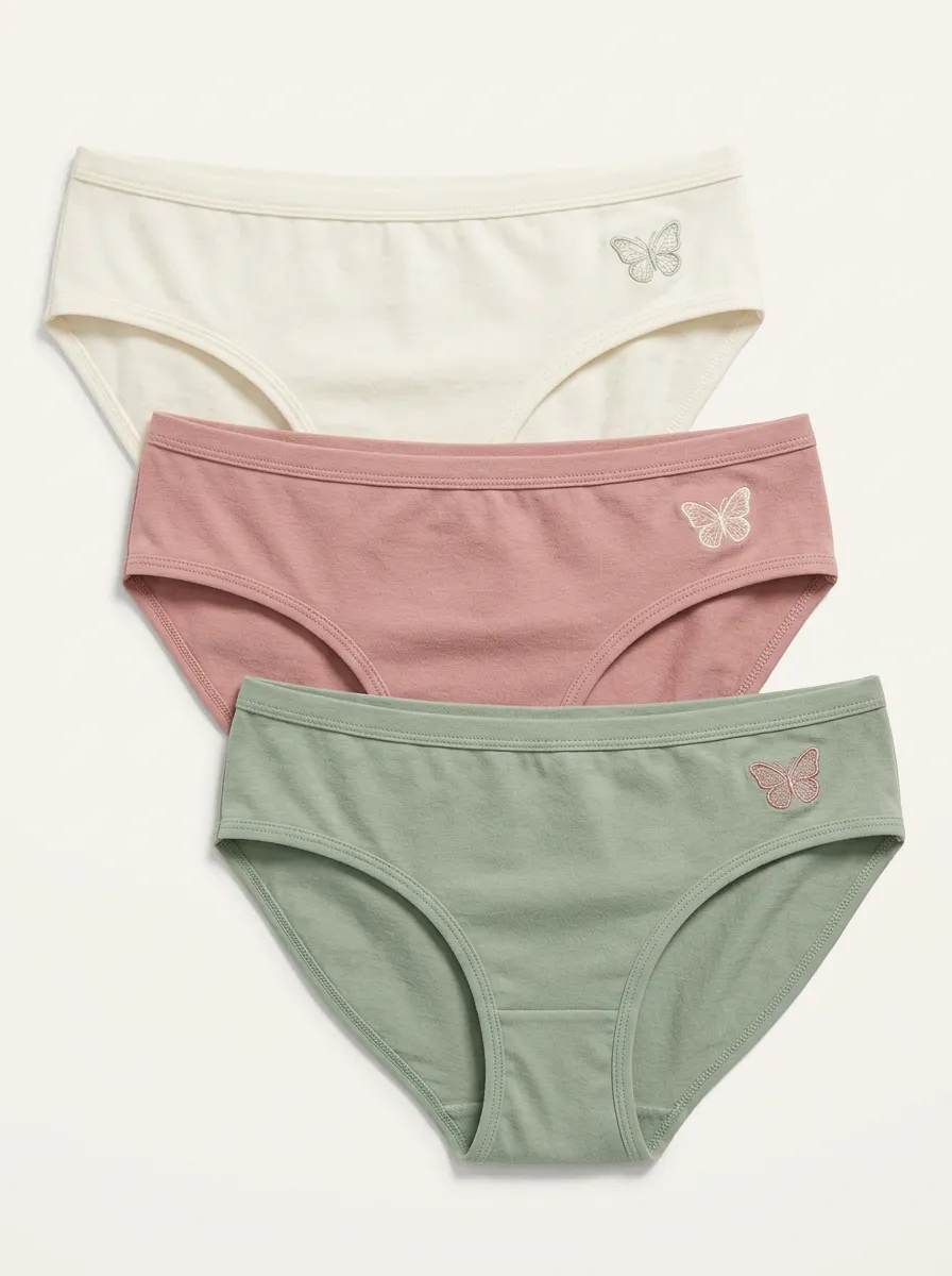Women's Mid-Rise Butterfly Bikini Briefs Three Pack