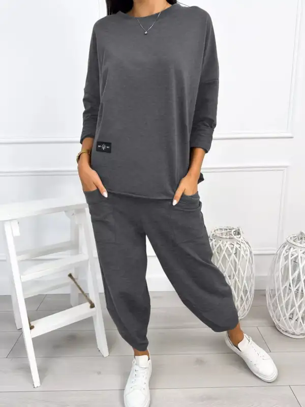 Casual Loose Fit Top and Pants Two Piece Set