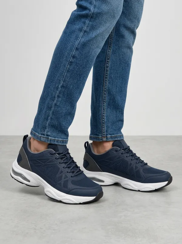 Men's Navy Blue Mountain Pattern Navy Athletic Sneakers