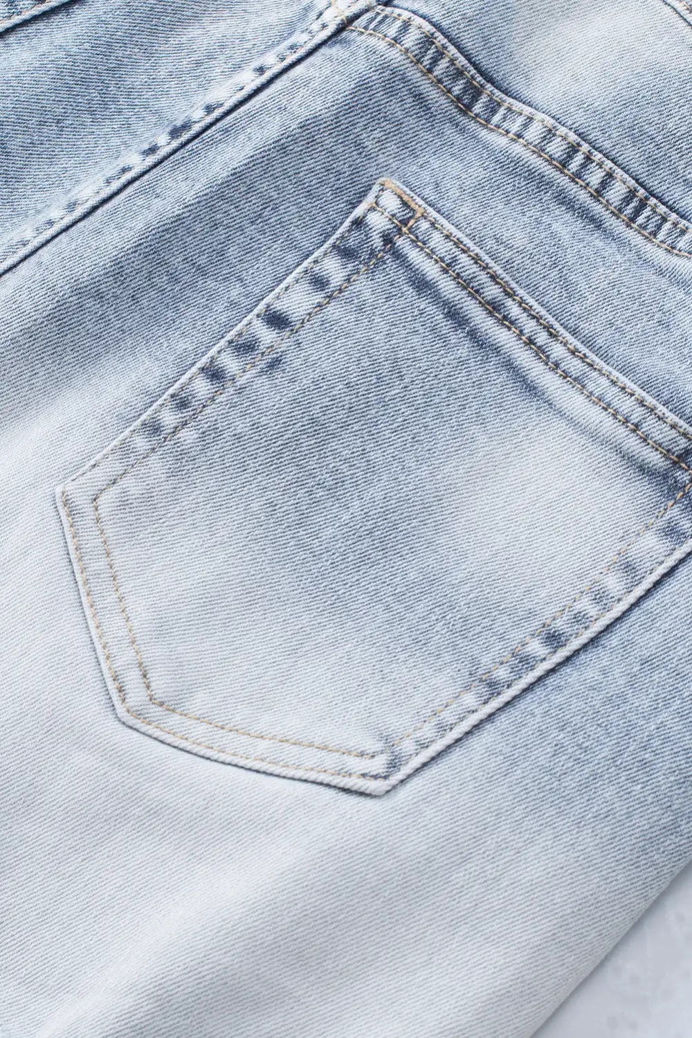 Sky Blue Bleached Wash Distressed Denim