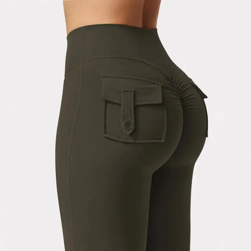 Wide Leg High Stretch Yoga Leggings Compression Fitness Pockets