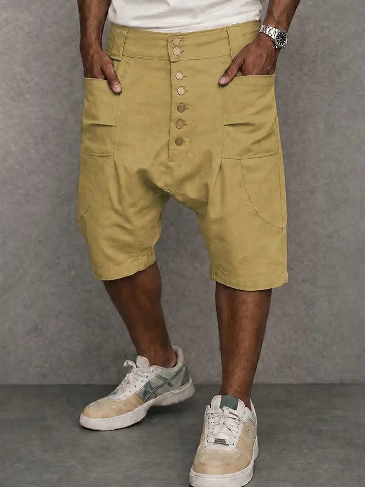 Casual Cotton Drop Crotch Harem Shorts