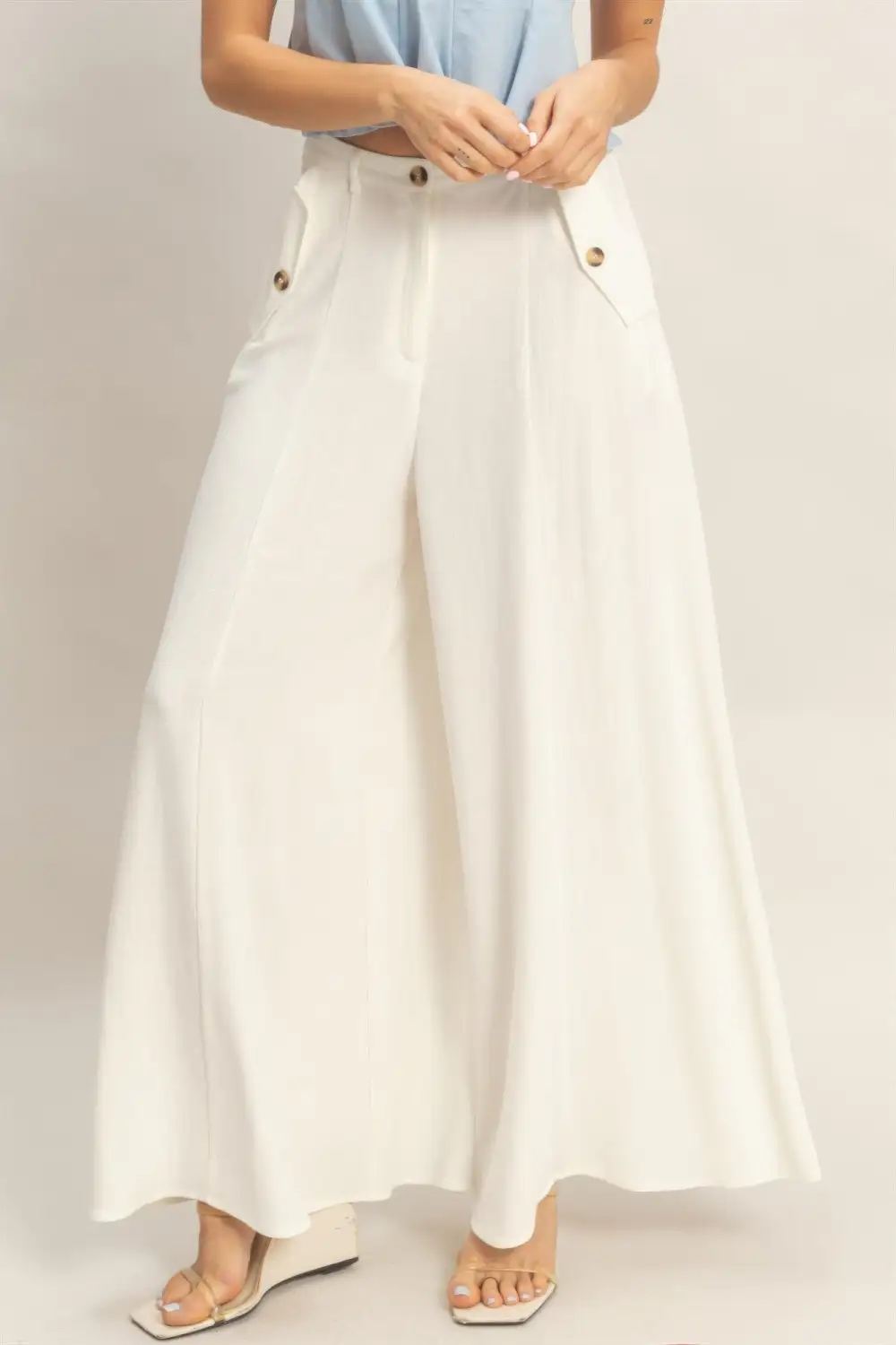 Wide Leg Flap Pocket Pants
